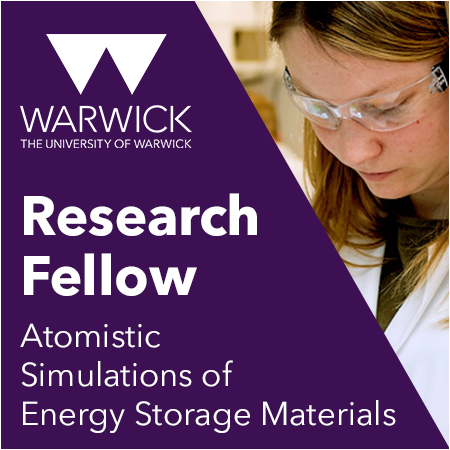 Research Fellow in Atomistic Simulations of Energy Storage Materials (104065-0624)