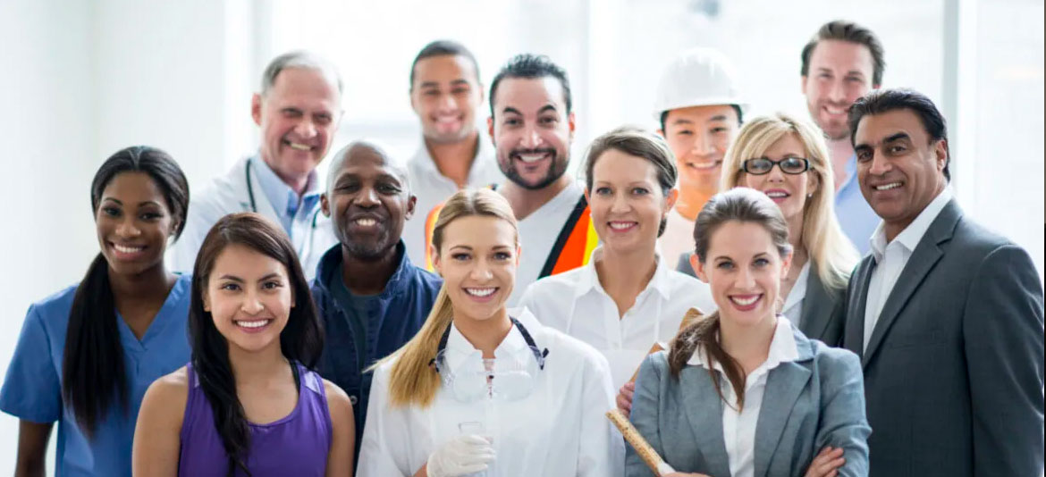 A group of people smiling